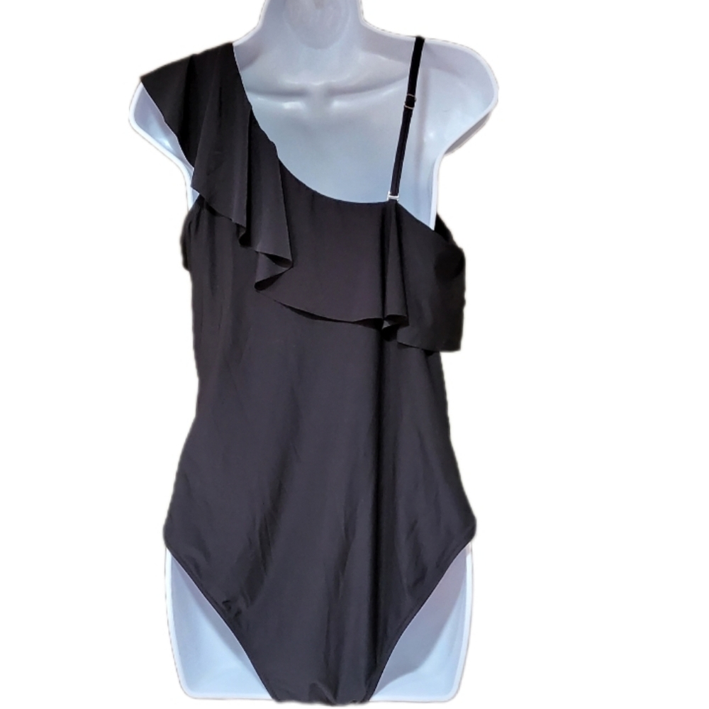 Mermaid Swimwear, Inc. Mesh-Inset Ruffle Asymmetric Off-Shoulder One-Piece - Picture 4 of 6